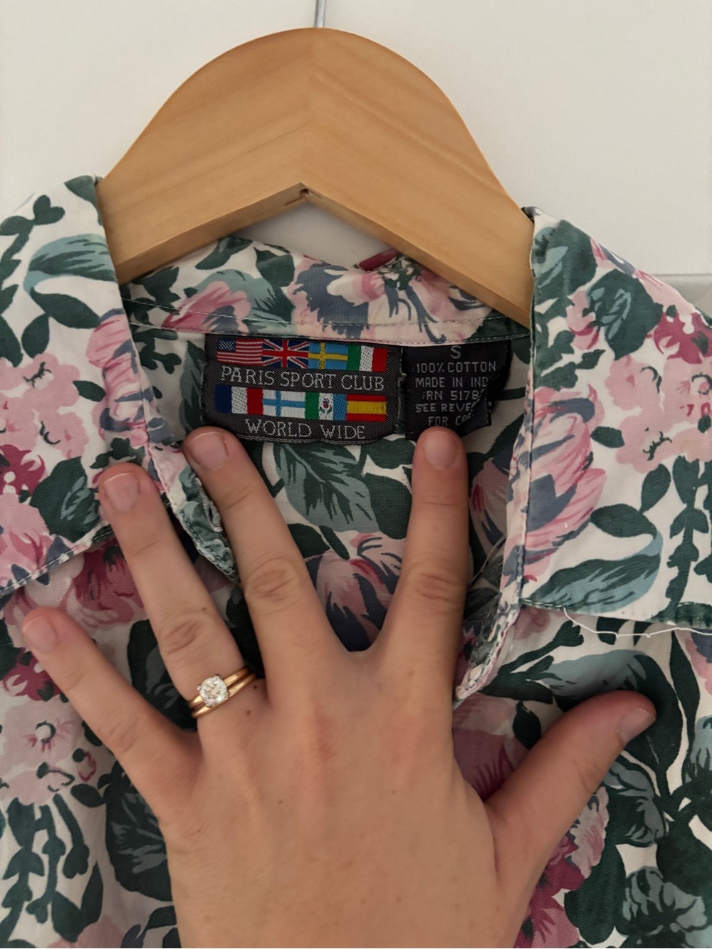 Floral Short-Sleeve Button-Down Shirt in Pink & Green - Picture 2 of 5